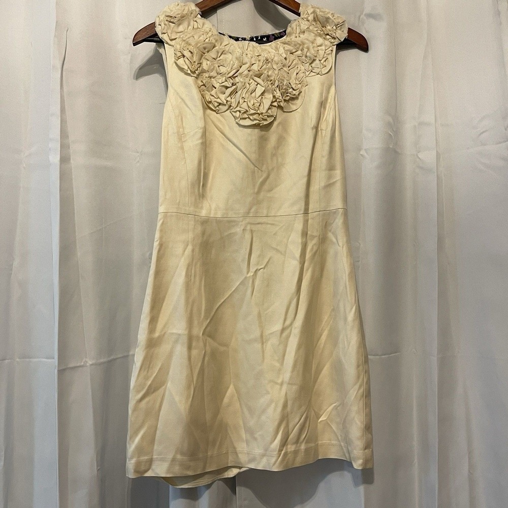 Milly of New York Mid Century Dress Yellow Ruffle Vintage Inspired Silk Wool 8